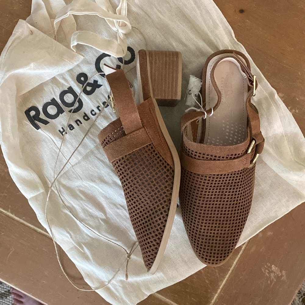 Rag & co Rosalie tan mules size 10